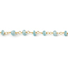 3.5 - 4mm Blue Zircon Faceted Rondelles on Vermeil Hand - Wrapped Chain - Beadsofcambay.com