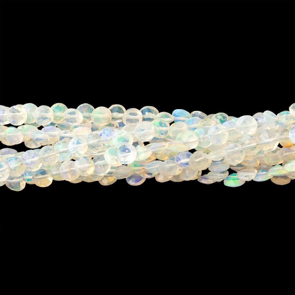 3.5 - 4mm Ethiopian Opal Pavilion Faceted Coin 16 inch 126 Beads AA - Beadsofcambay.com