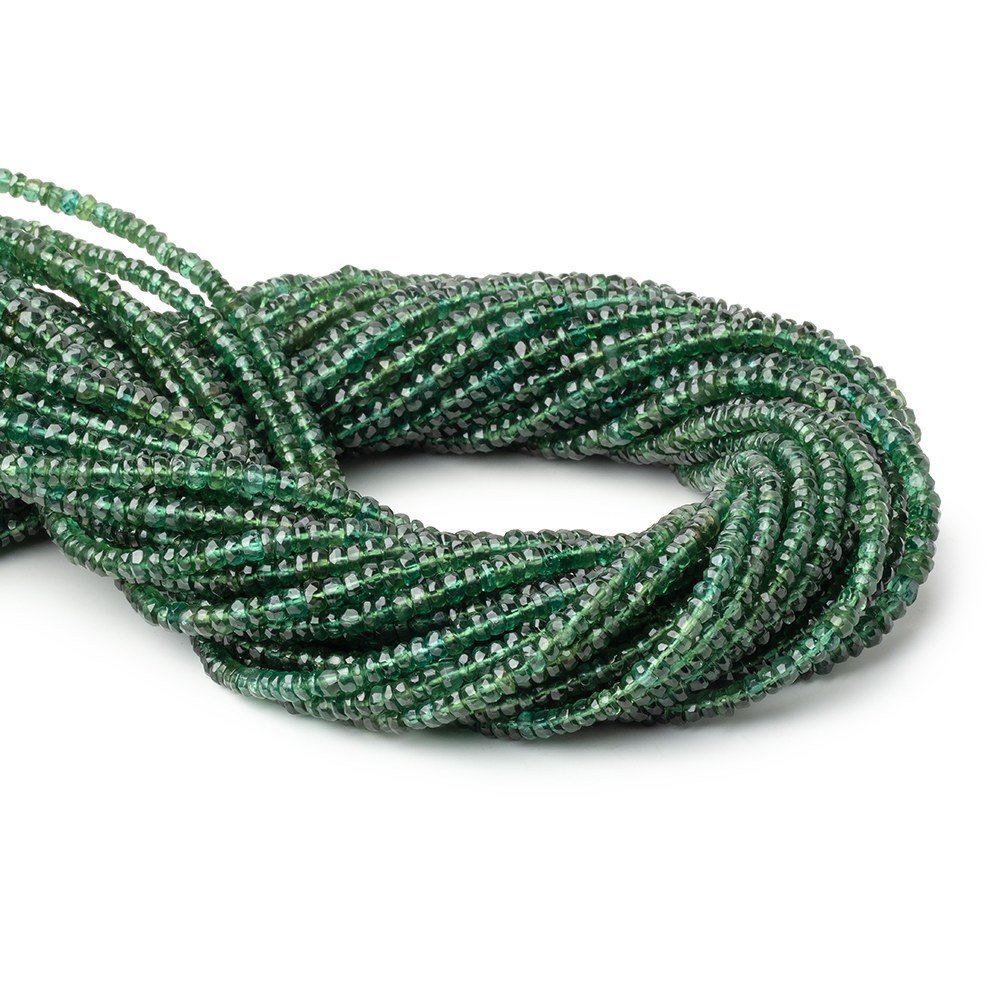 3.5-4mm Green Apatite Faceted Rondelle Beads 14 inch 140 pieces - Beadsofcambay.com