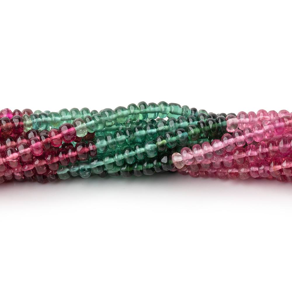 3.5 - 4mm Multi Color Tourmaline Plain Rondelles 18 inch 245 Beads AA - Beadsofcambay.com