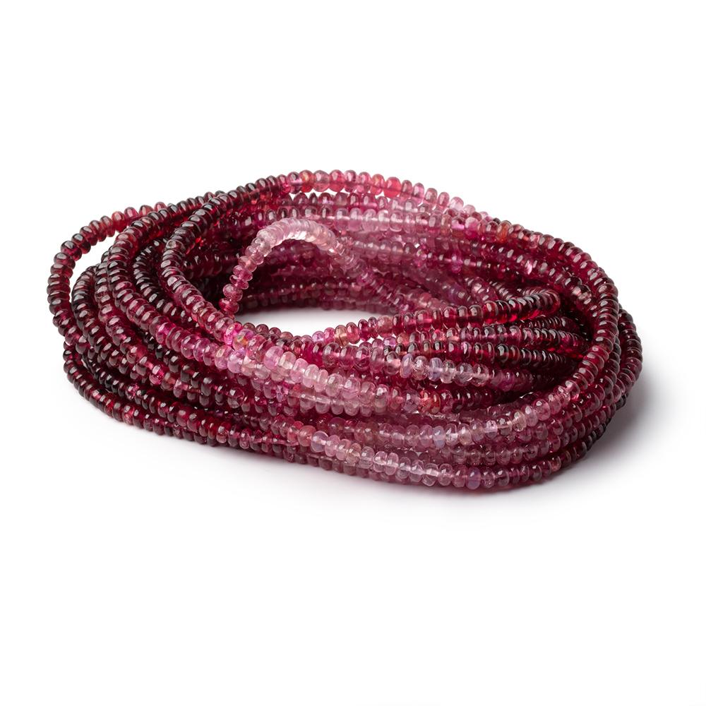 3.5 - 4mm Shaded Pink Spinel Plain Rondelle Beads 18 inch 200 pieces AAA - Beadsofcambay.com