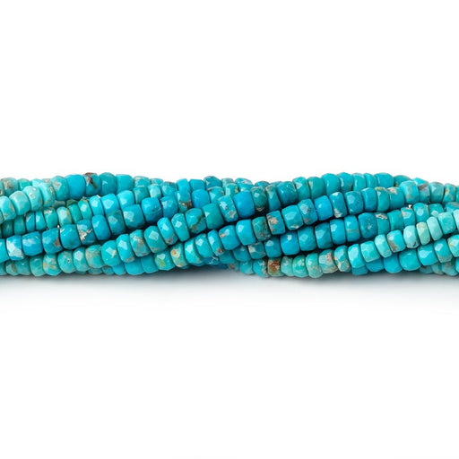 3.5-4mm Sleeping Beauty Turquoise Faceted Rondelle Beads 13 inch 140 pieces - Beadsofcambay.com