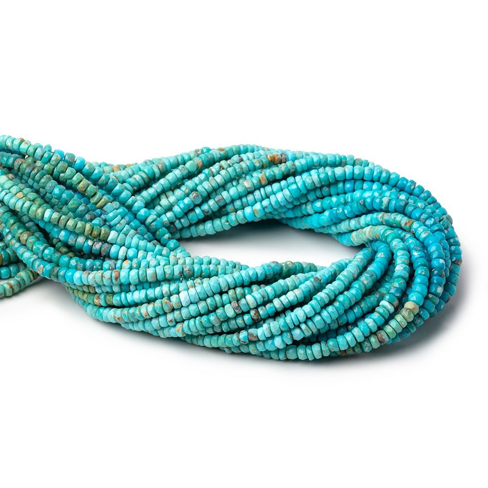 3.5-4mm Sleeping Beauty Turquoise Faceted Rondelle Beads 13 inch 140 pieces - Beadsofcambay.com