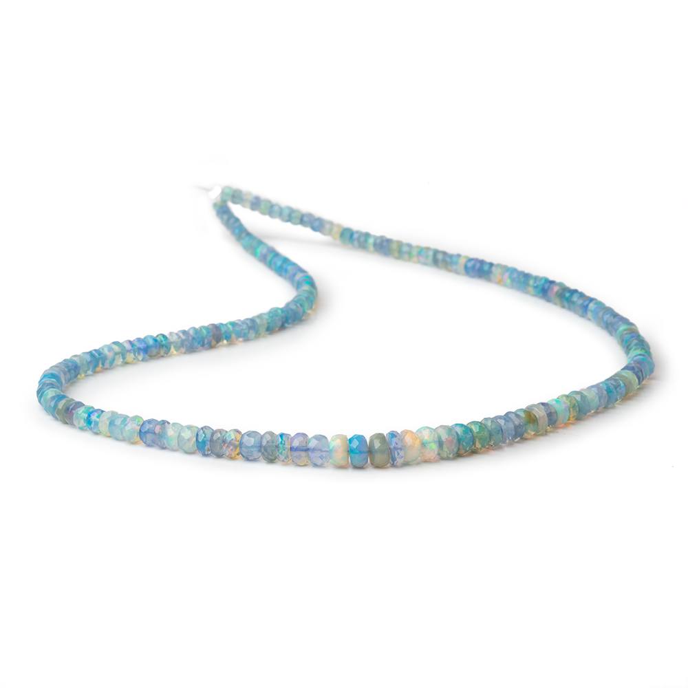 3.5-5.5mm Antique Blue Ethiopian Opal Faceted Rondelles 16 inch 175 Beads AA - Beadsofcambay.com