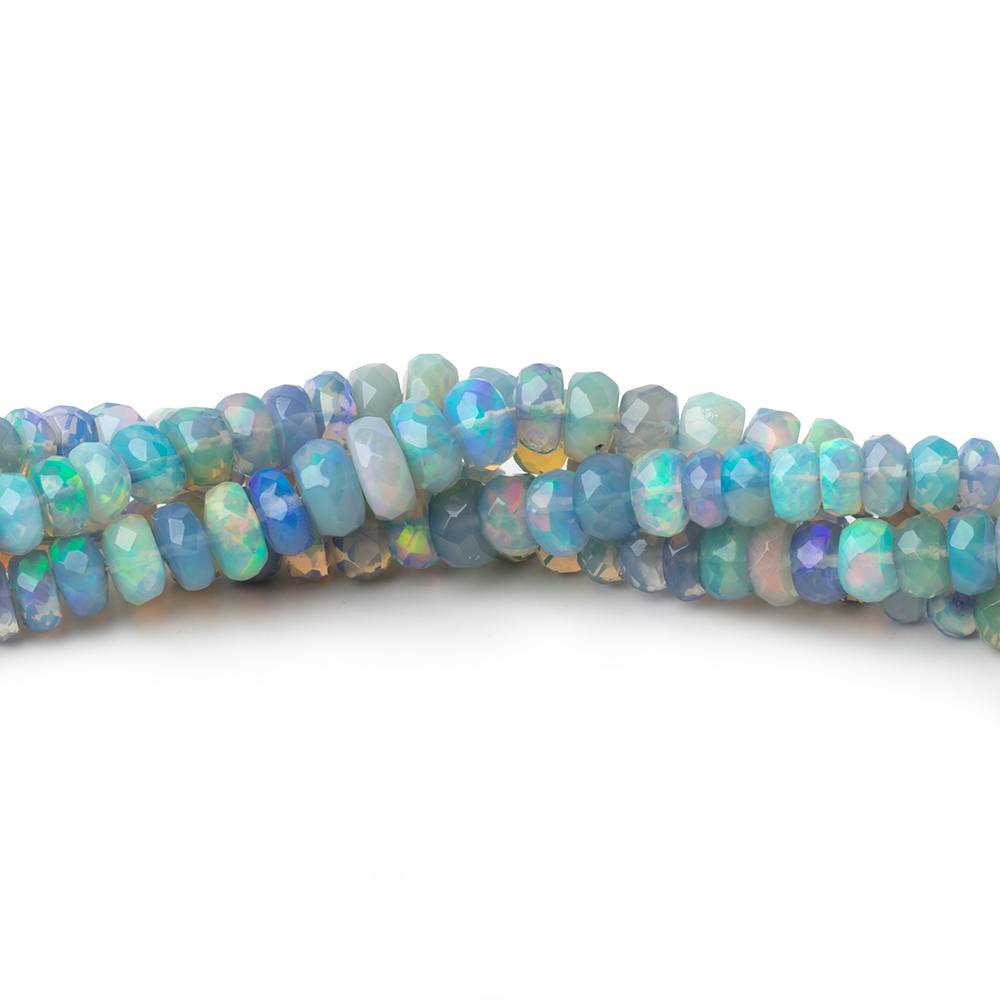 3.5-5.5mm Antique Blue Ethiopian Opal Faceted Rondelles 16 inch 175 Beads AA - Beadsofcambay.com