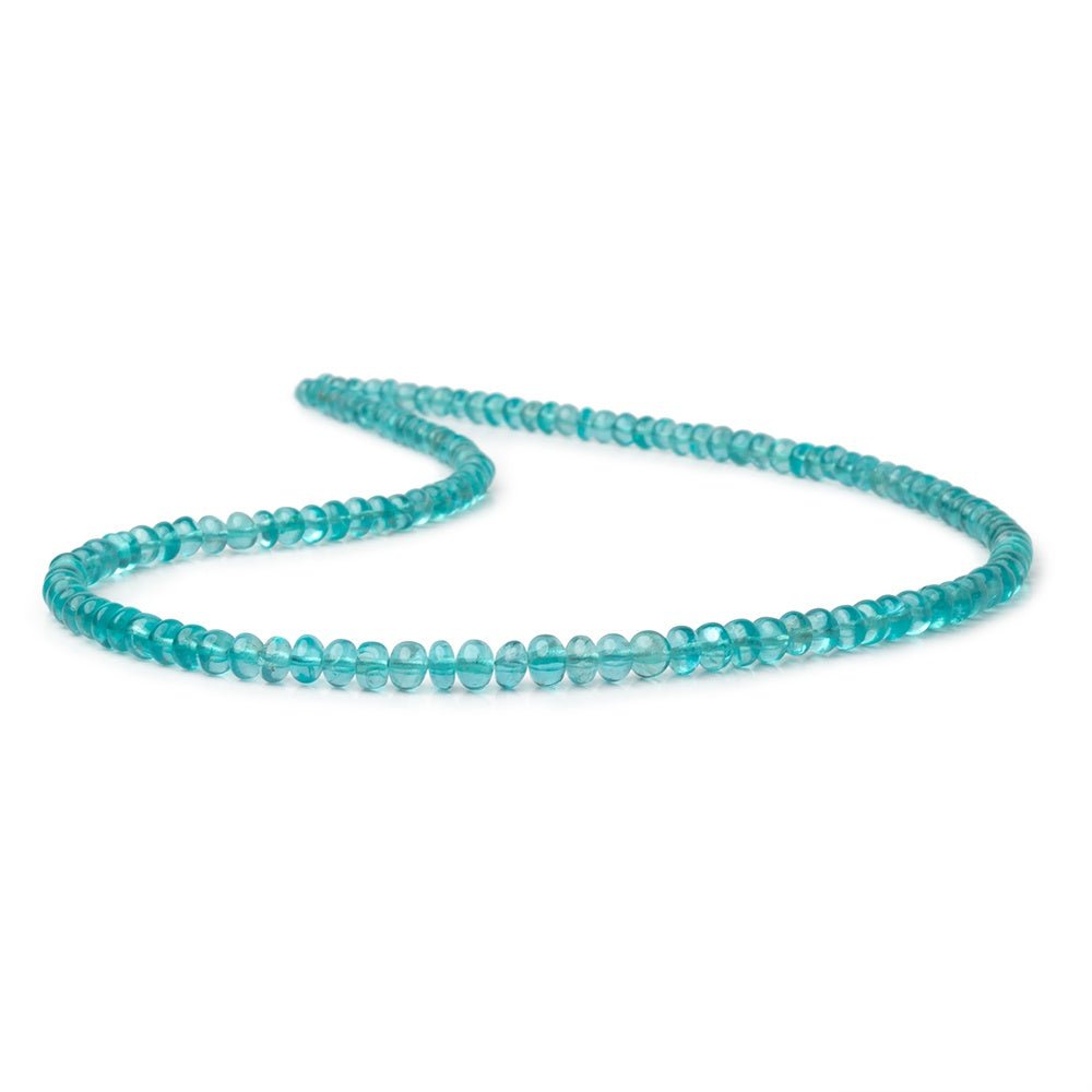 3.5-5.5mm Pool Blue Apatite Plain Rondelle Beads 16 inch 116 pieces AA - Beadsofcambay.com