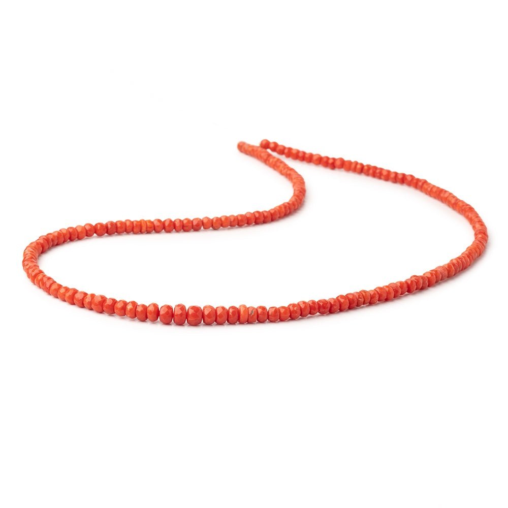 3.5-5mm Natural Red Coral Faceted Rondelle Beads 18 inch 165 pieces - Beadsofcambay.com