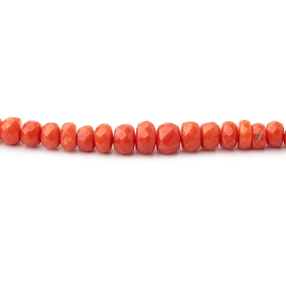 3.5-5mm Natural Red Coral Faceted Rondelle Beads 18 inch 165 pieces - Beadsofcambay.com