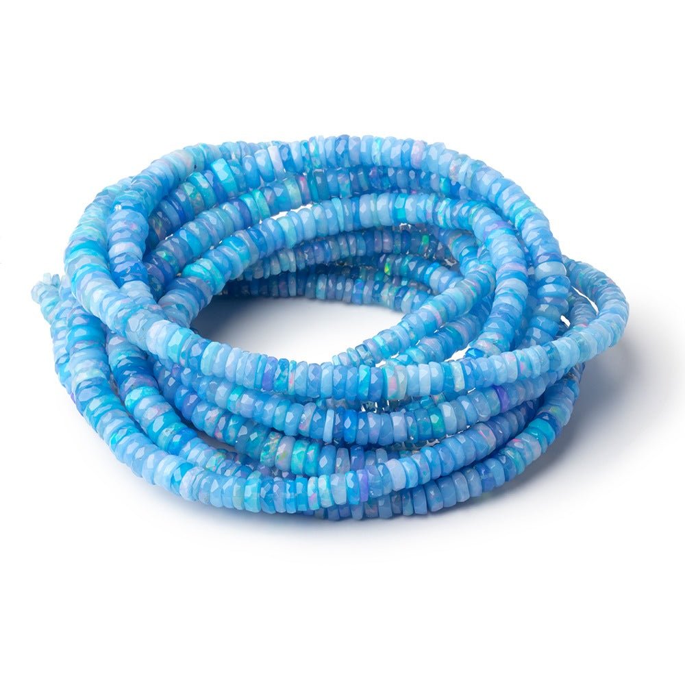 3.5 - 6mm Periwinkle Blue Ethiopian Opal Faceted Heishi 16 inch 230 Beads AA - Beadsofcambay.com