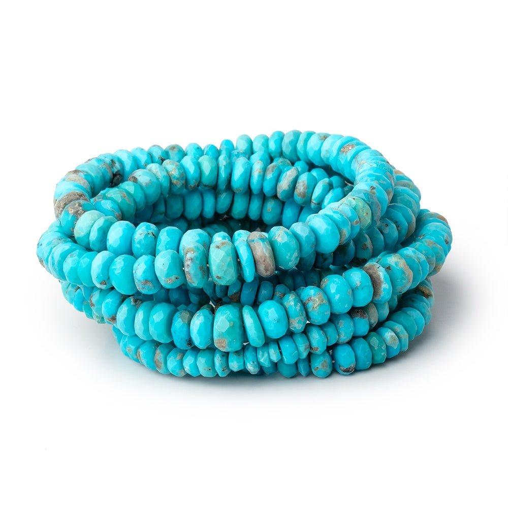 3.5 - 6mm Sleeping Beauty Turquoise Faceted Rondelle 16 inch 160 Beads AA - Beadsofcambay.com