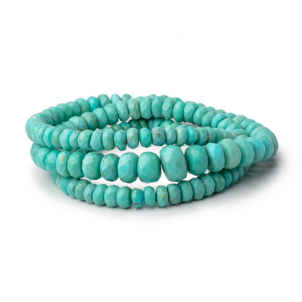 3.5 - 8mm Turquoise Faceted Rondelle Beads 16 inch 145 pieces A - Beadsofcambay.com