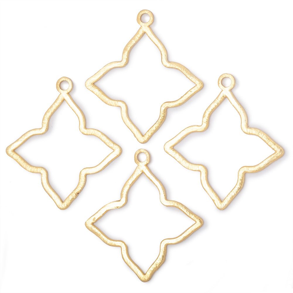 35mm Brushed 4 Point Star Charm Set of 4 pieces - Beadsofcambay.com