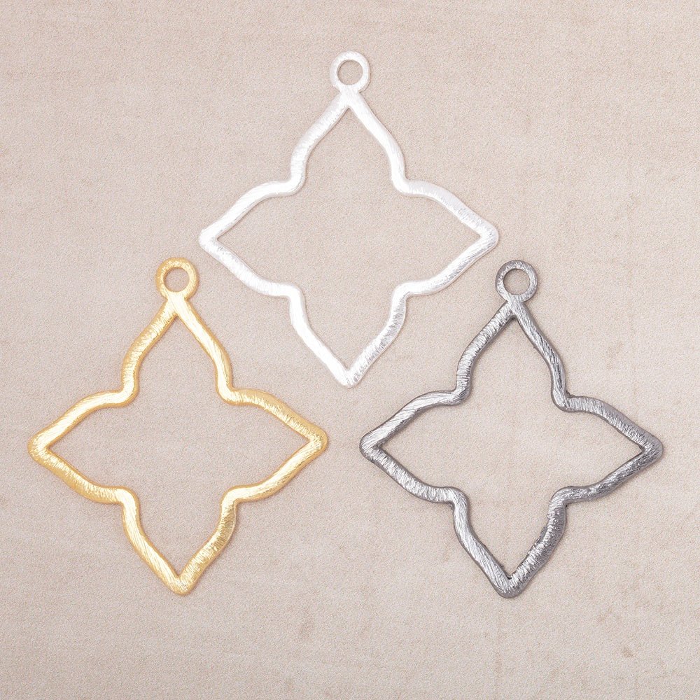 35mm Brushed 4 Point Star Charm Set of 4 pieces - Beadsofcambay.com
