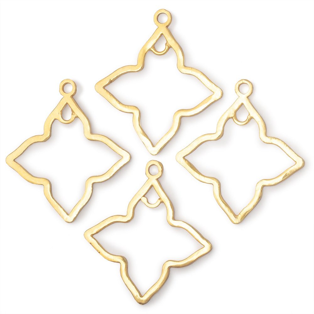 35mm 22kt Gold Plated Brushed 4 Point Star with ring Set of 4 Charms - Beadsofcambay.com