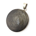 35mm .925 Silver Bezel Golden Sheen Obsidian Carved Coin Pendant 1 piece - Beadsofcambay.com