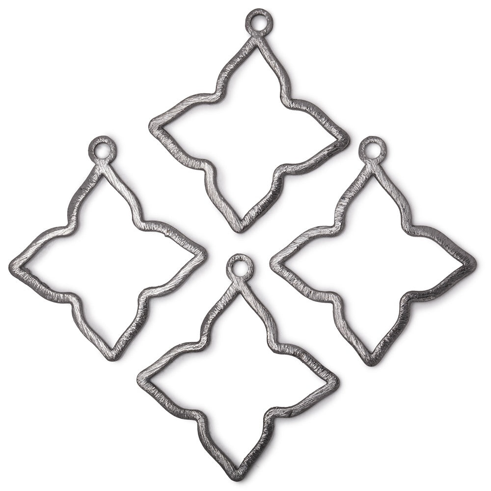 35mm Black Gold Plated Brushed 4 Point Star Charm Set of 4 pieces - Beadsofcambay.com