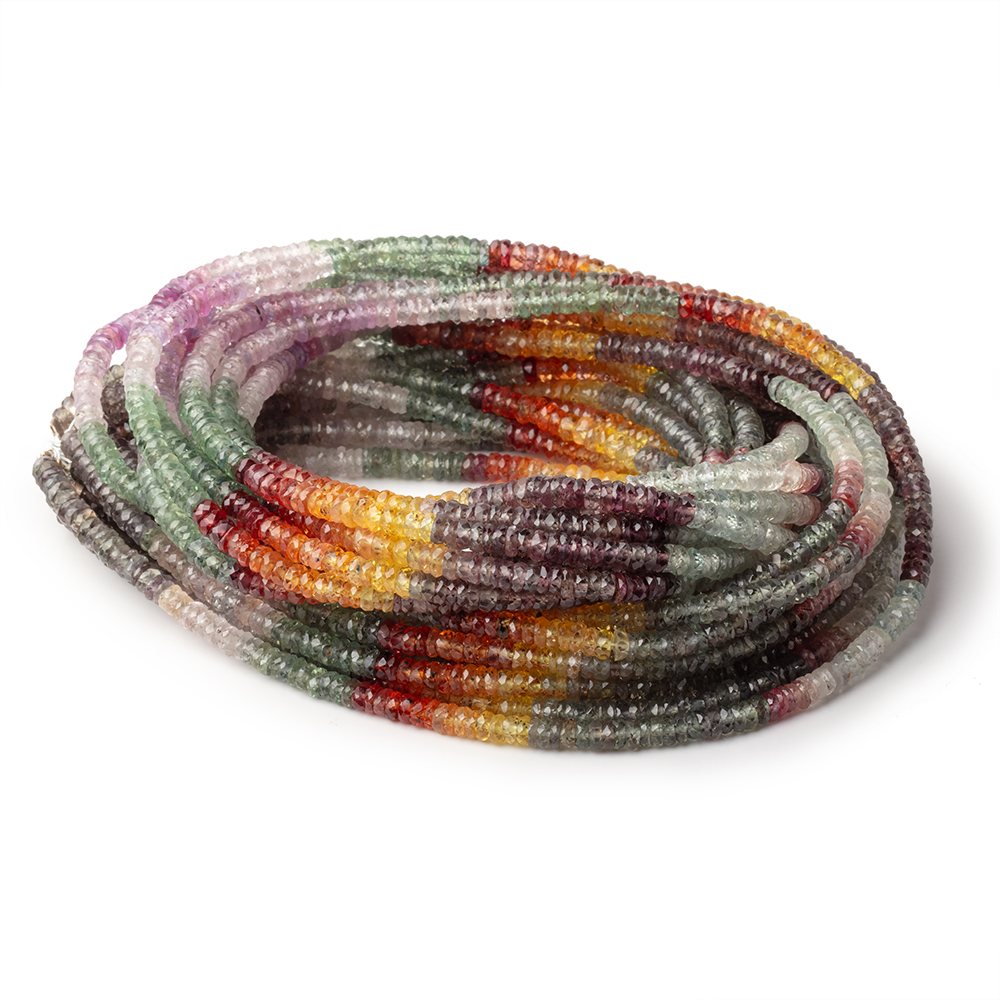 3.5mm Multi Color Sapphire Faceted Heishi Beads 18 inch 278 pieces AA - Beadsofcambay.com