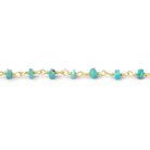 3.5mm Sleeping Beauty Turquoise Faceted Rondelles on Vermeil Chain - Beadsofcambay.com