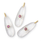 35x13mm Crystal Quartz Carved Pear with Bezel Ruby Inlay 1 Pendant - Beadsofcambay.com