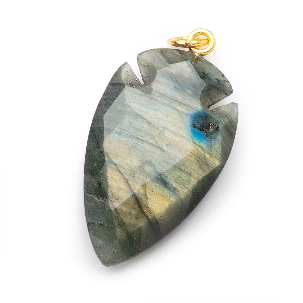 35x20mm Labradorite faceted Arrowhead Focal Pendant 1 Bead - Beadsofcambay.com