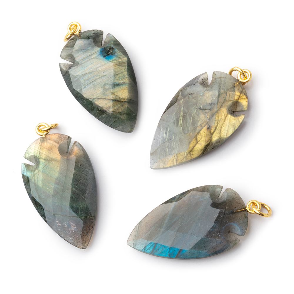 35x20mm Labradorite faceted Arrowhead Focal Pendant 1 Bead - Beadsofcambay.com