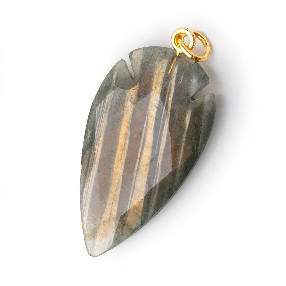 35x20mm Labradorite Faceted Arrowhead Focal Pendant 1 piece - Beadsofcambay.com
