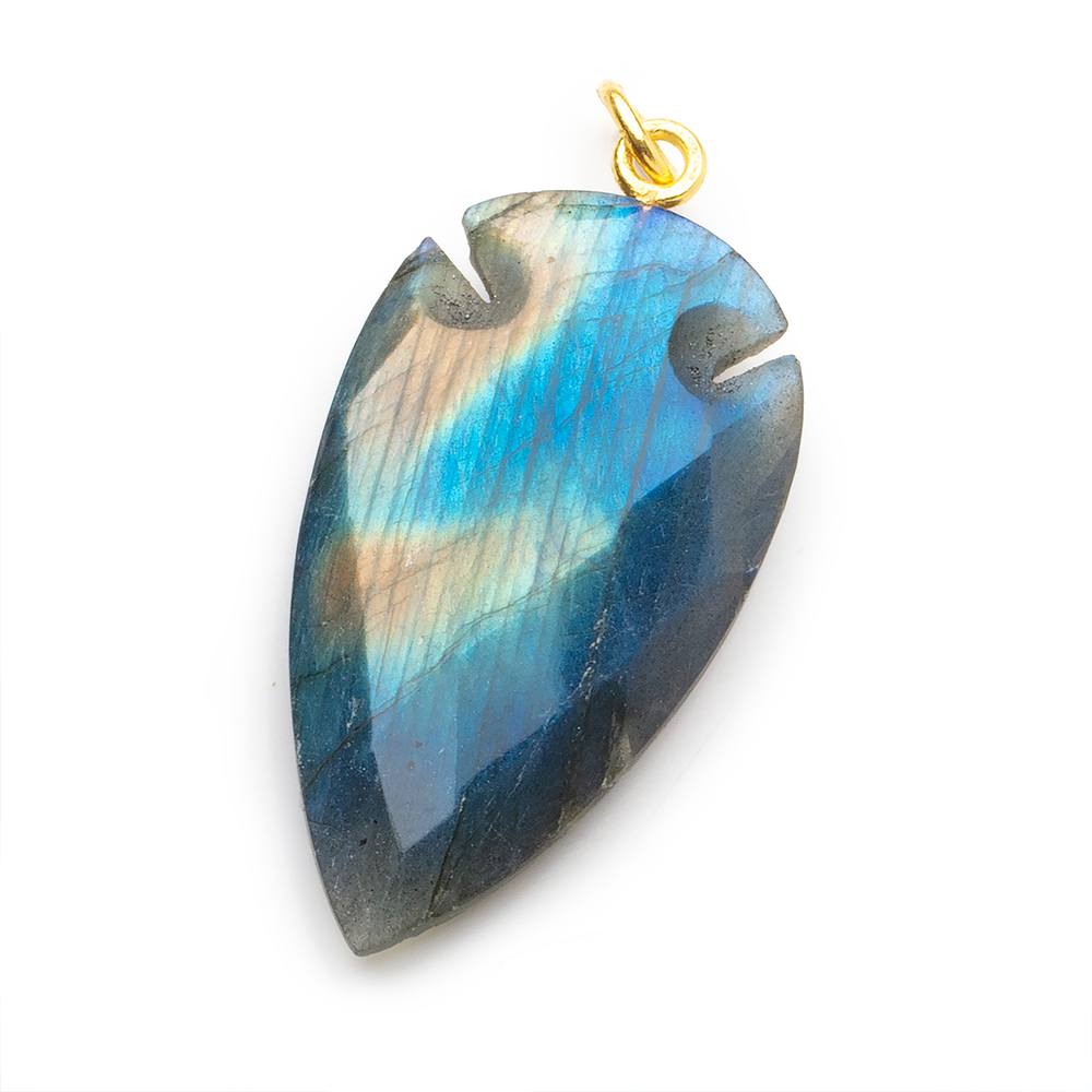 35x20mm Labradorite faceted Arrowhead Pendant 1 Focal - Beadsofcambay.com