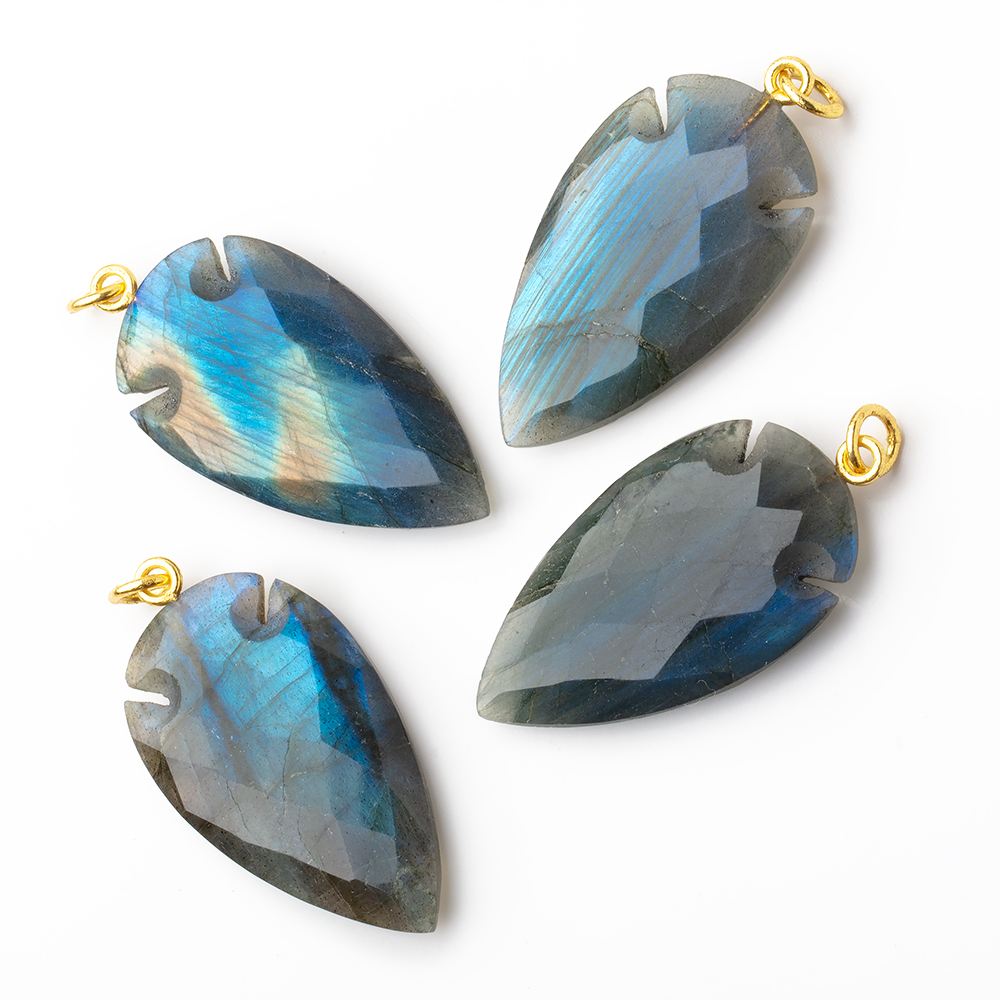 35x20mm Labradorite faceted Arrowhead Pendant 1 Focal - Beadsofcambay.com