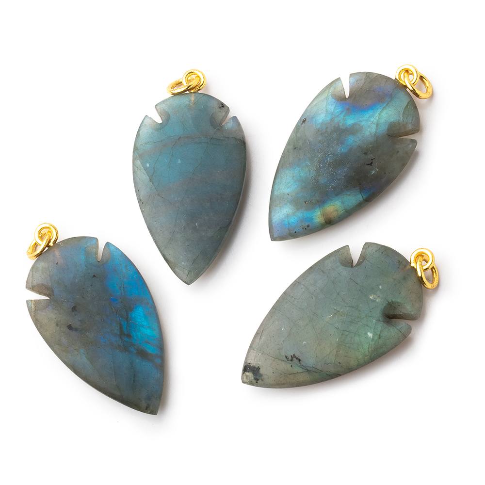 35x20mm Matte Labradorite Arrowhead Pendant with loop 1 piece - Beadsofcambay.com