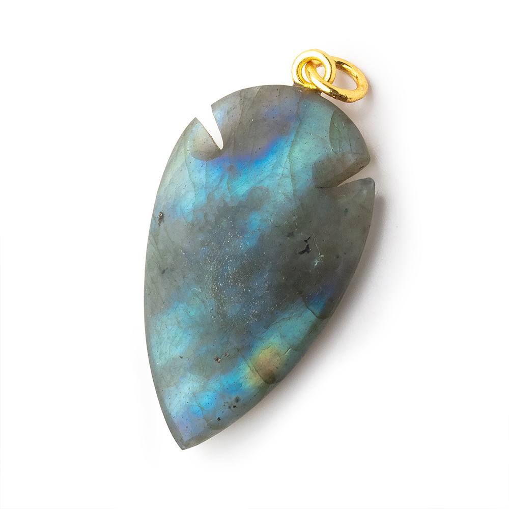 35x20mm Matte Labradorite Arrowhead Pendant with loop 1 piece - Beadsofcambay.com
