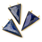 35x24mm Vermeil Bezel Lapis Lazuli Faceted Point Connector 1 piece - Beadsofcambay.com
