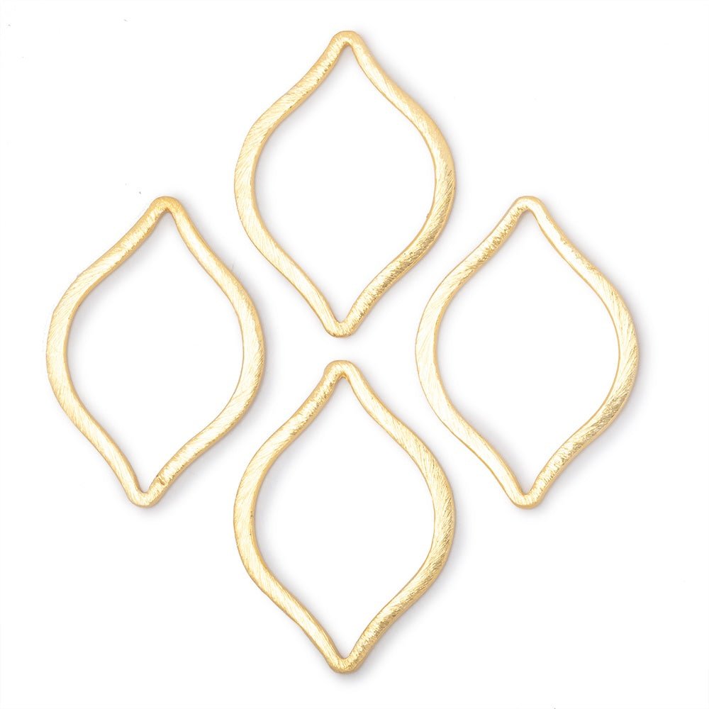 36x26mm Brushed Marquise Charm Set of 4 pieces - Beadsofcambay.com