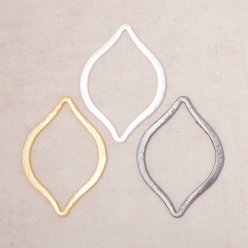 36x26mm Brushed Marquise Charm Set of 4 pieces - Beadsofcambay.com