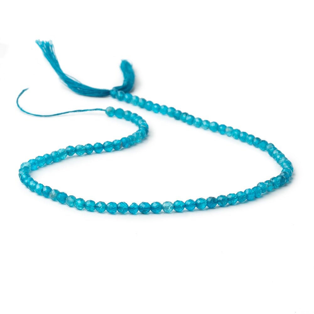 3.7mm Neon Apatite Micro Faceted Round 12.5 inch 82 Beads - Beadsofcambay.com