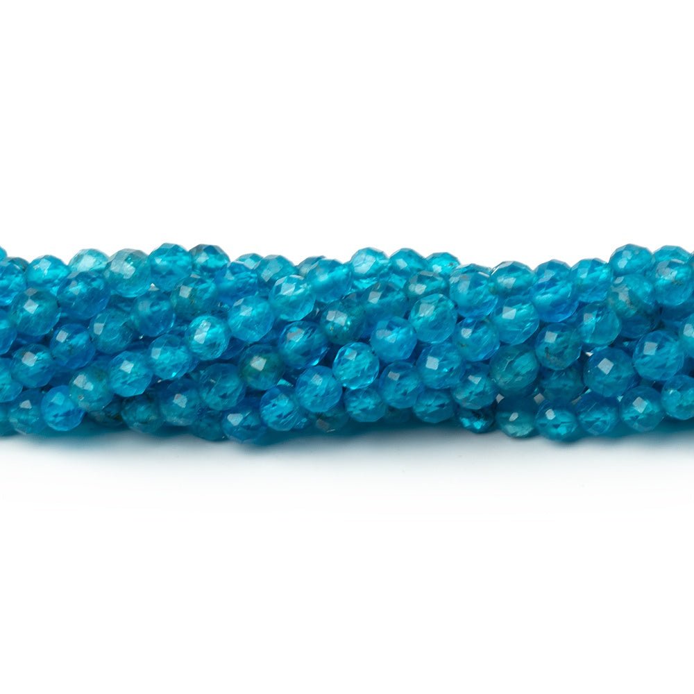 3.7mm Neon Apatite Micro Faceted Round 12.5 inch 82 Beads - Beadsofcambay.com