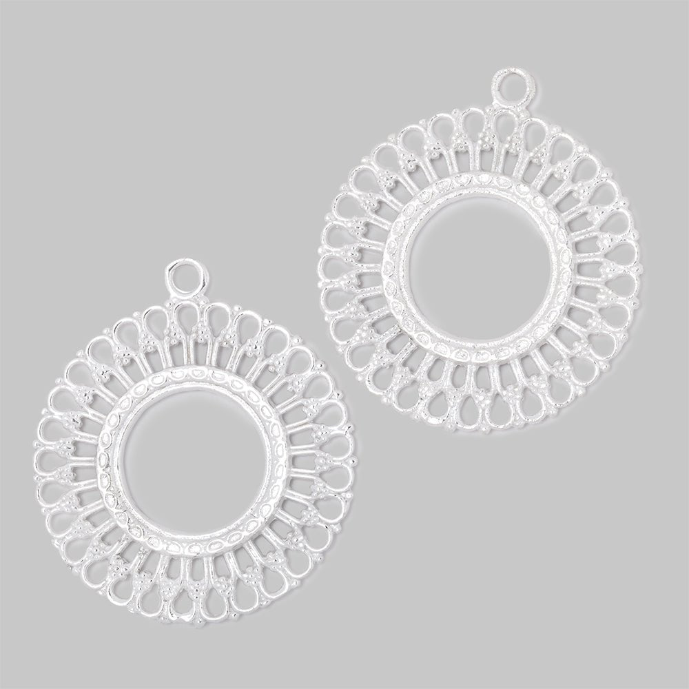 37mm Round Filigree Charm Set of 2 pieces - Beadsofcambay.com