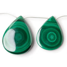 37x27 - 49x37mm Malachite Plain Pear Briolettes 6 inch 5 Beads - Beadsofcambay.com