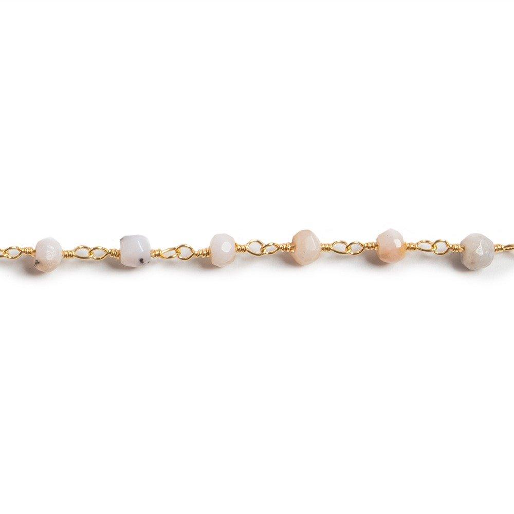 3.8 mm Pink Peruvian Opal faceted rondelle Gold plated Chain by the foot 34pcs - Beadsofcambay.com