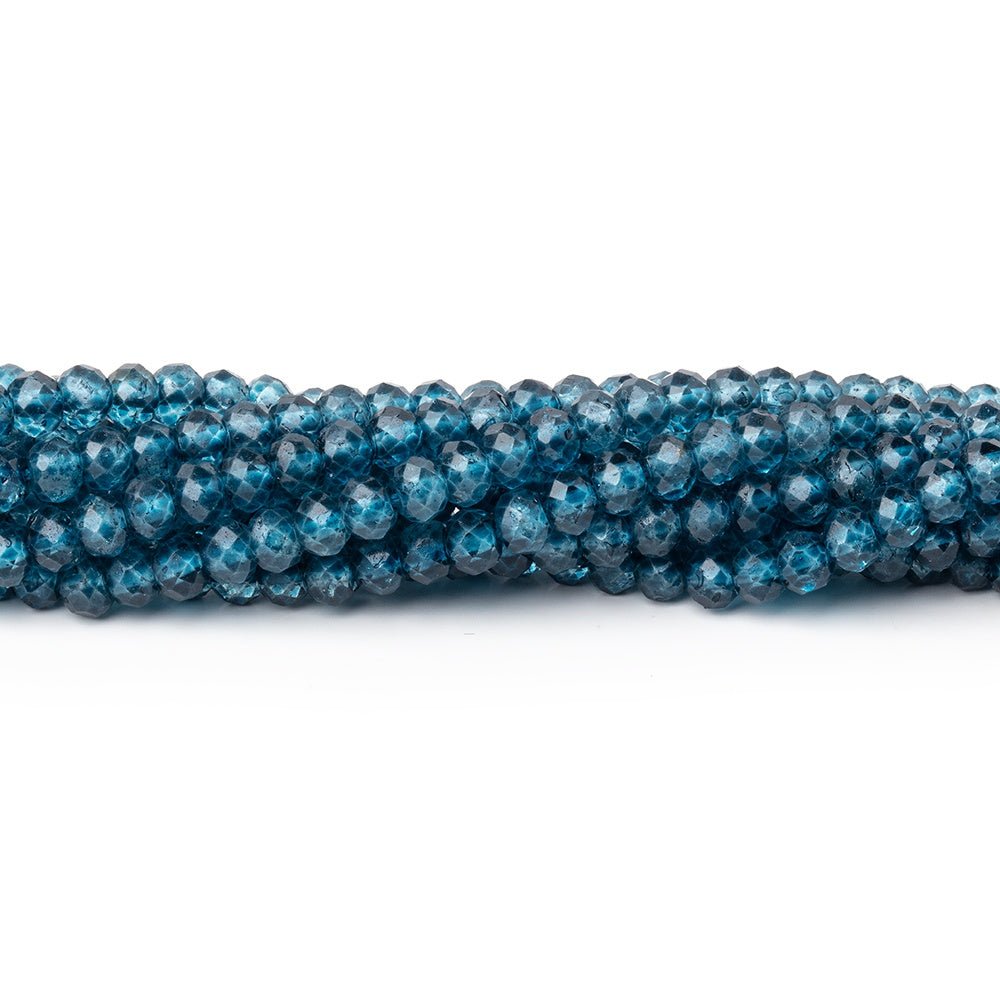 3.8mm London Blue Quartz Micro Faceted Rondelle 12.25 inch 110 Beads - Beadsofcambay.com