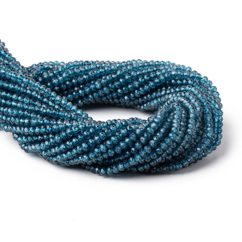 3.8mm London Blue Quartz Micro Faceted Rondelle 12.25 inch 110 Beads - Beadsofcambay.com