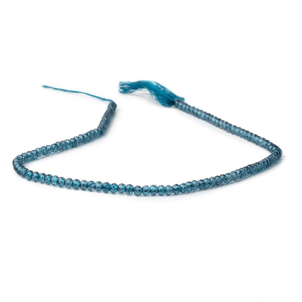 3.8mm London Blue Quartz Micro Faceted Rondelle 12.25 inch 110 Beads - Beadsofcambay.com