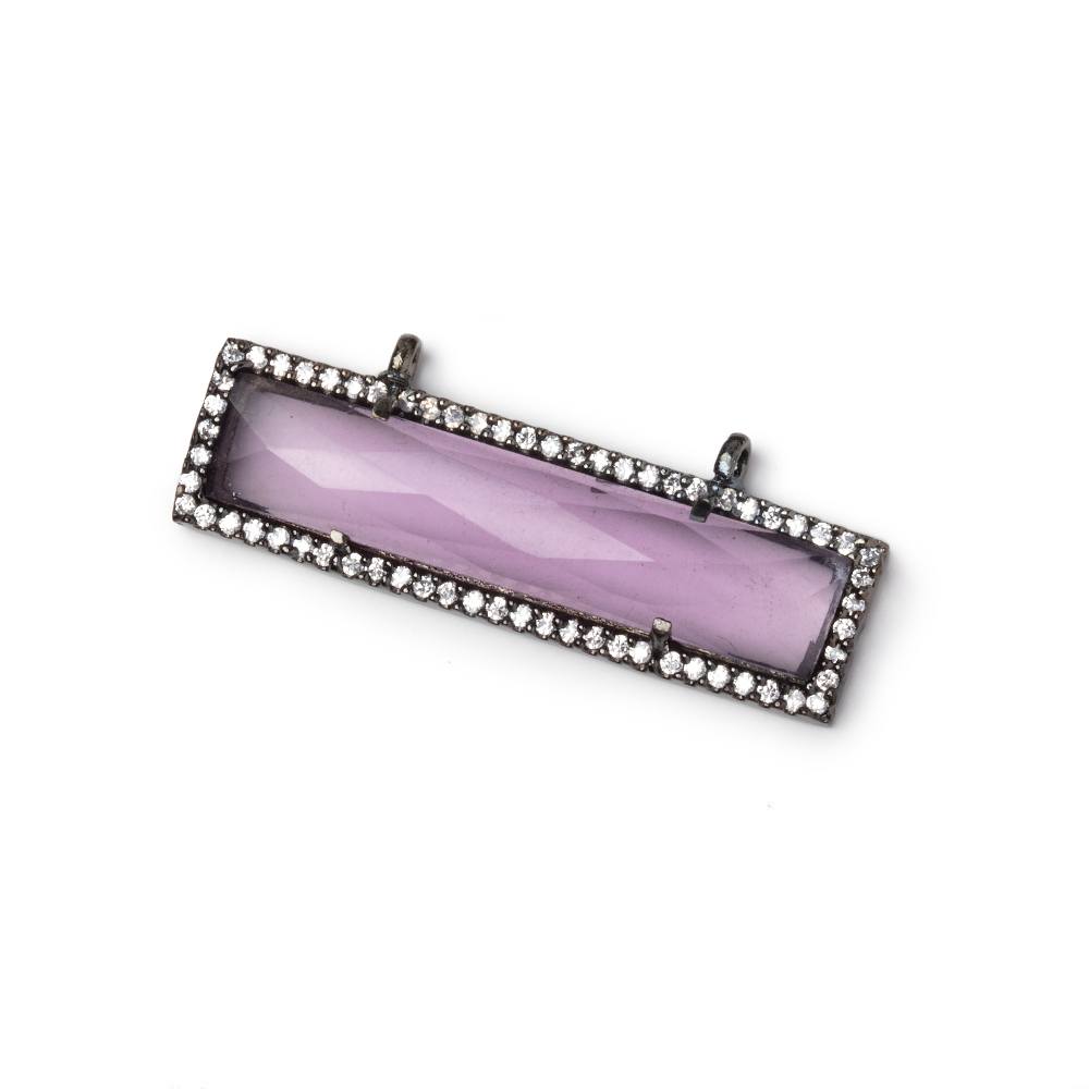 39x10.5mm Black Gold CZ Bezel Purple Hydro Quartz Bar Connector 1 Focal - Beadsofcambay.com