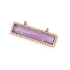 39x10.5mm Rose Gold CZ Bezel Purple Hydro Quartz Bar Connector 1 Focal - Beadsofcambay.com