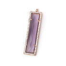 39x10.5mm Rose Gold CZ Bezel Purple Hydro Quartz Bar Pendant 1 Focal - Beadsofcambay.com