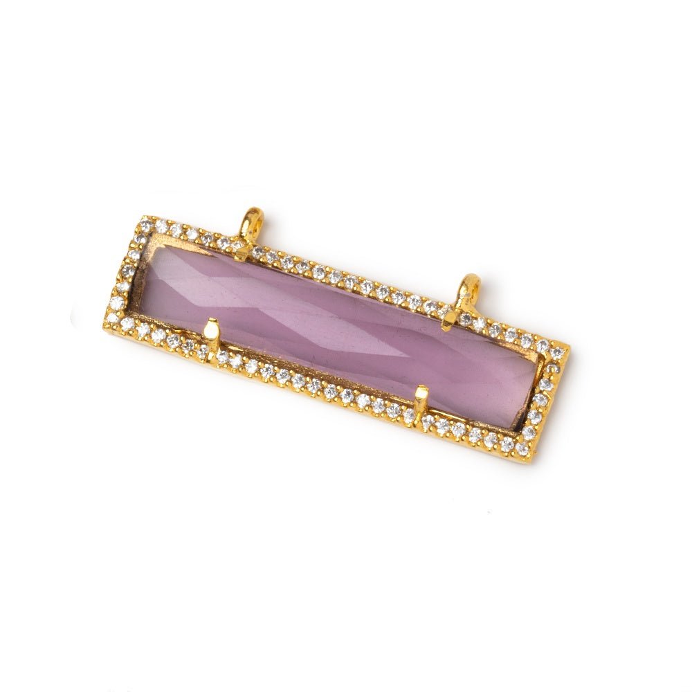 39x10.5mm Vermeil CZ Bezel Purple Hydro Quartz Bar Connector 1 Focal - Beadsofcambay.com