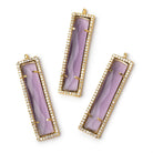 39x10.5mm Vermeil CZ Bezel Purple Hydro Quartz Bar Pendant 1 Focal - Beadsofcambay.com