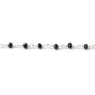 3mm Black Spinel Silver Plated Wire Wrapped Chain - Beadsofcambay.com