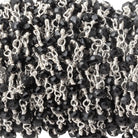 3mm Black Spinel Silver Plated Wire Wrapped Chain - Beadsofcambay.com