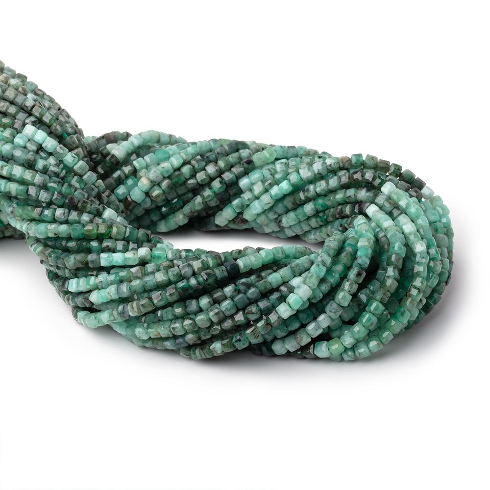 3mm Brazilian Emerald Micro Faceted Cube Beads 12.5 inch 108 pieces A - Beadsofcambay.com