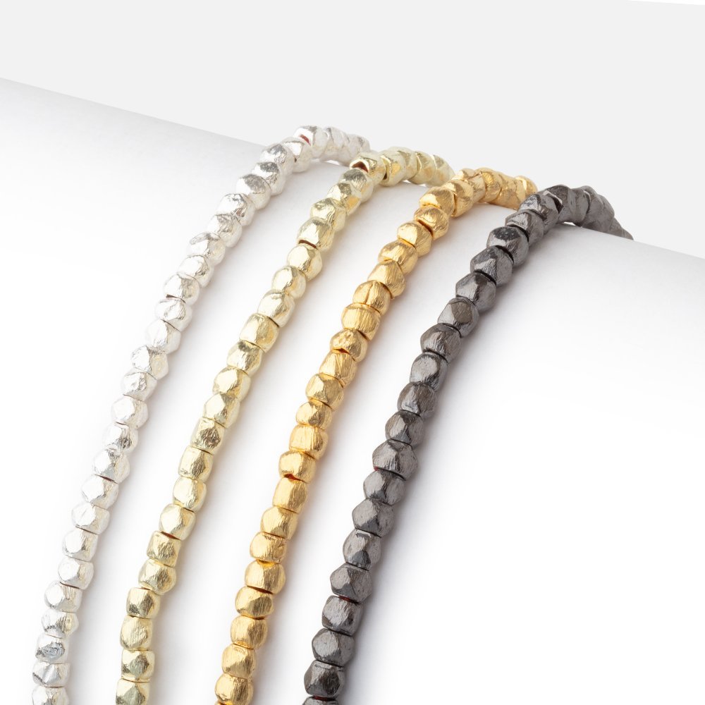 3mm Brushed Hand Cut Faceted Nugget Beads - Beadsofcambay.com